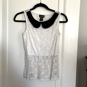 White lace shirt with collar